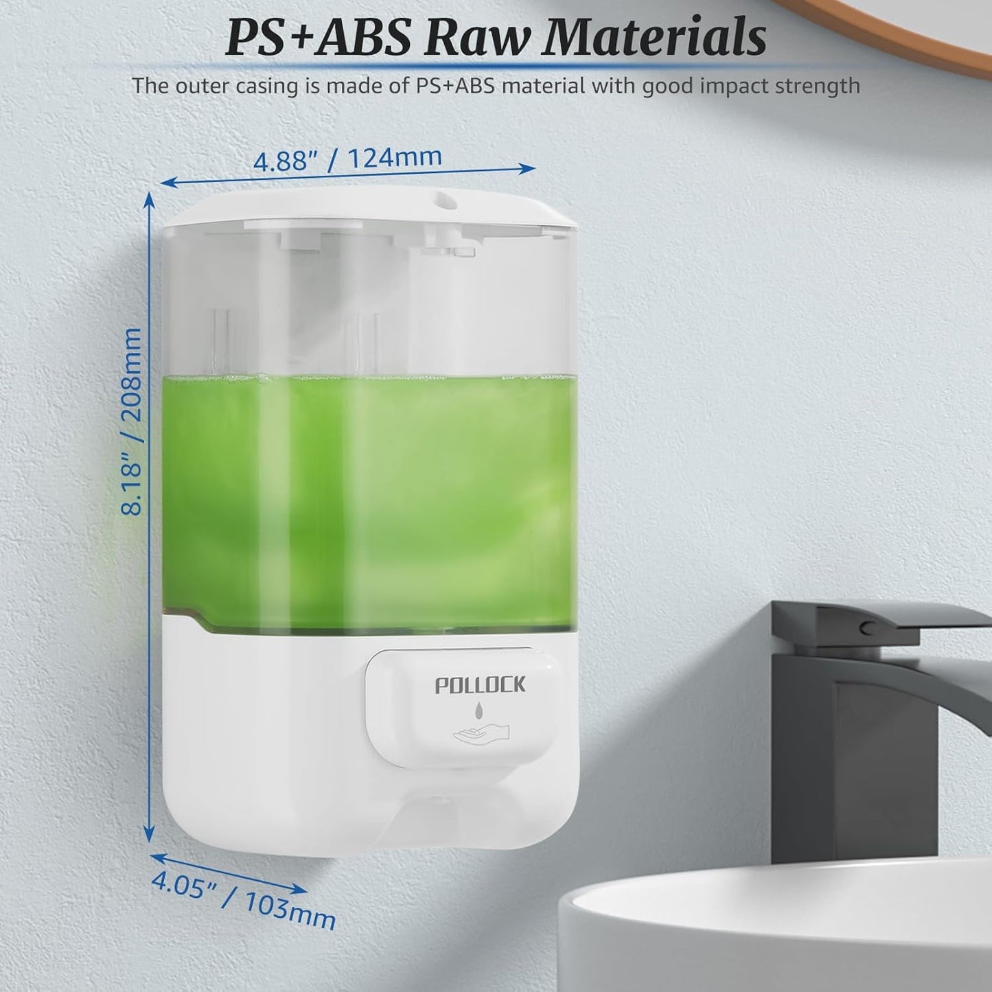 Liquid Soap Dispenser Wall Mounted,Hand Sanitizer Dispenser,Lotion Detergent Container,Dish Wash Dispenser for Kitchen,Commercial Soap Dispenser for Liquid Containers Shampoo Gel Chamber,33.8OZ/1000ML