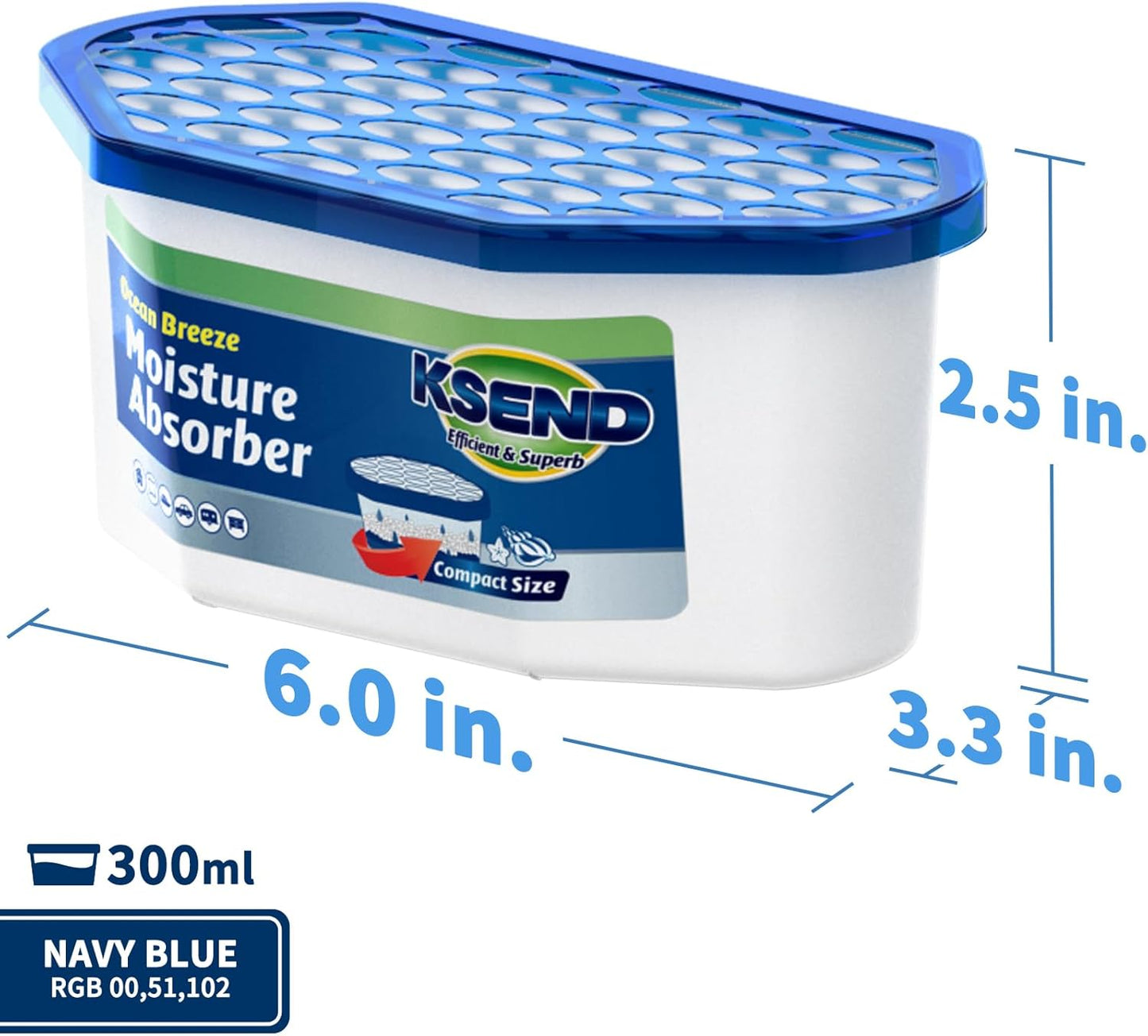 Moisture Absorbers, 12 Pack, Compact Dehumidifier for Closet, Efficient Humidity Absorber Boxes, Moisture Absorber for Closet, Odor Eliminator with Ocean Fragrance, Navy Blue, 6.4oz, 300ml