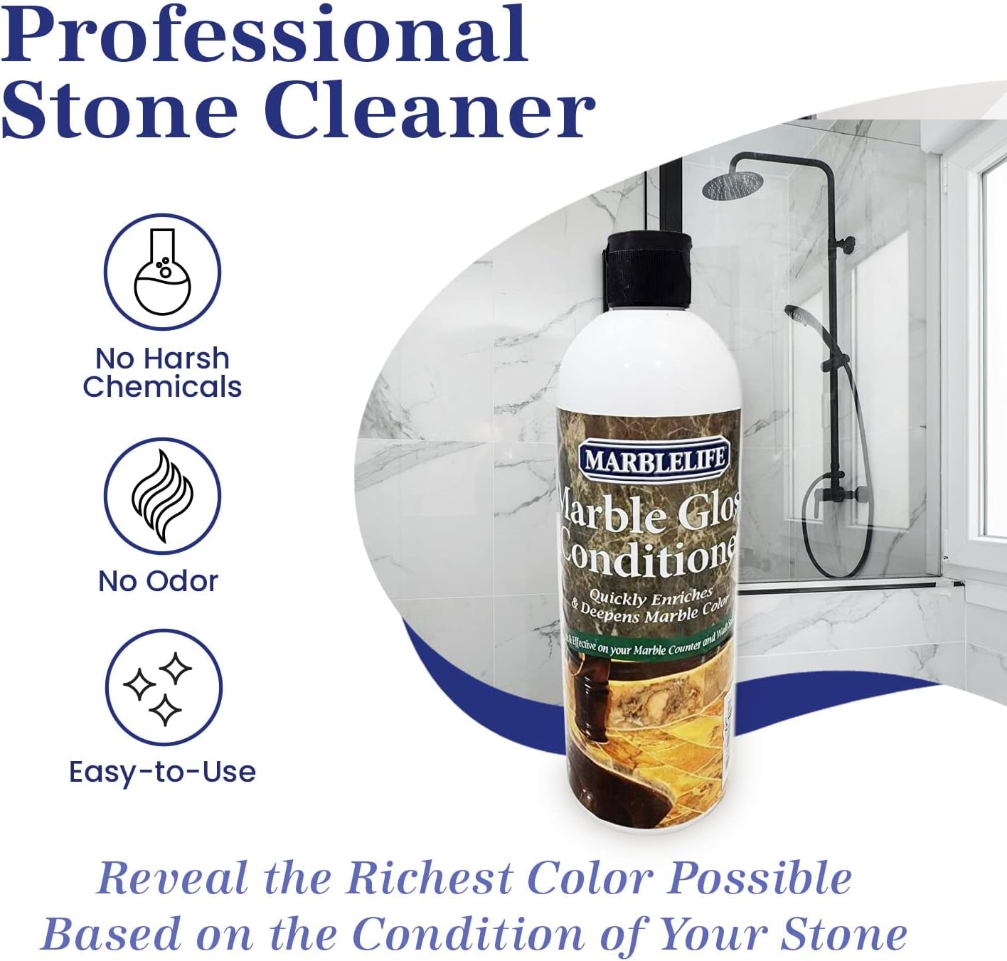 Marblelife Marble Gloss Conditioner, Used For Heavy Duty Countertop, Table, Bar, and Vanity Surfaces, Easy To Use Marble Conditioner Helps Rejuvenate and Revive Surfaces, 16oz