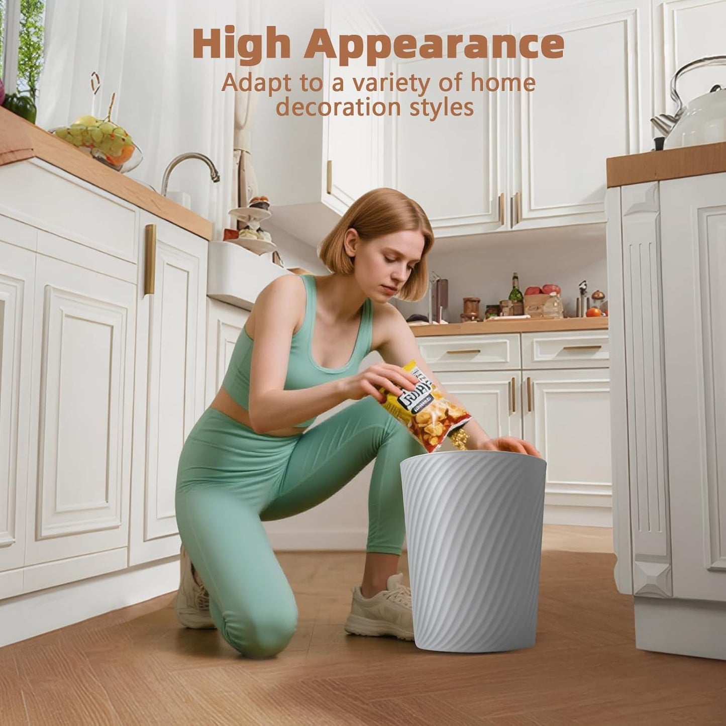 Small Trash Can 1.8 Gallons, Bathroom Trash Can & Garbage Can with 6 Trash Bags, Bedroom Trash Bin & Waste Basket for Office, Bedroom, Living Room, Kitchen, Compact Space (6-Black)