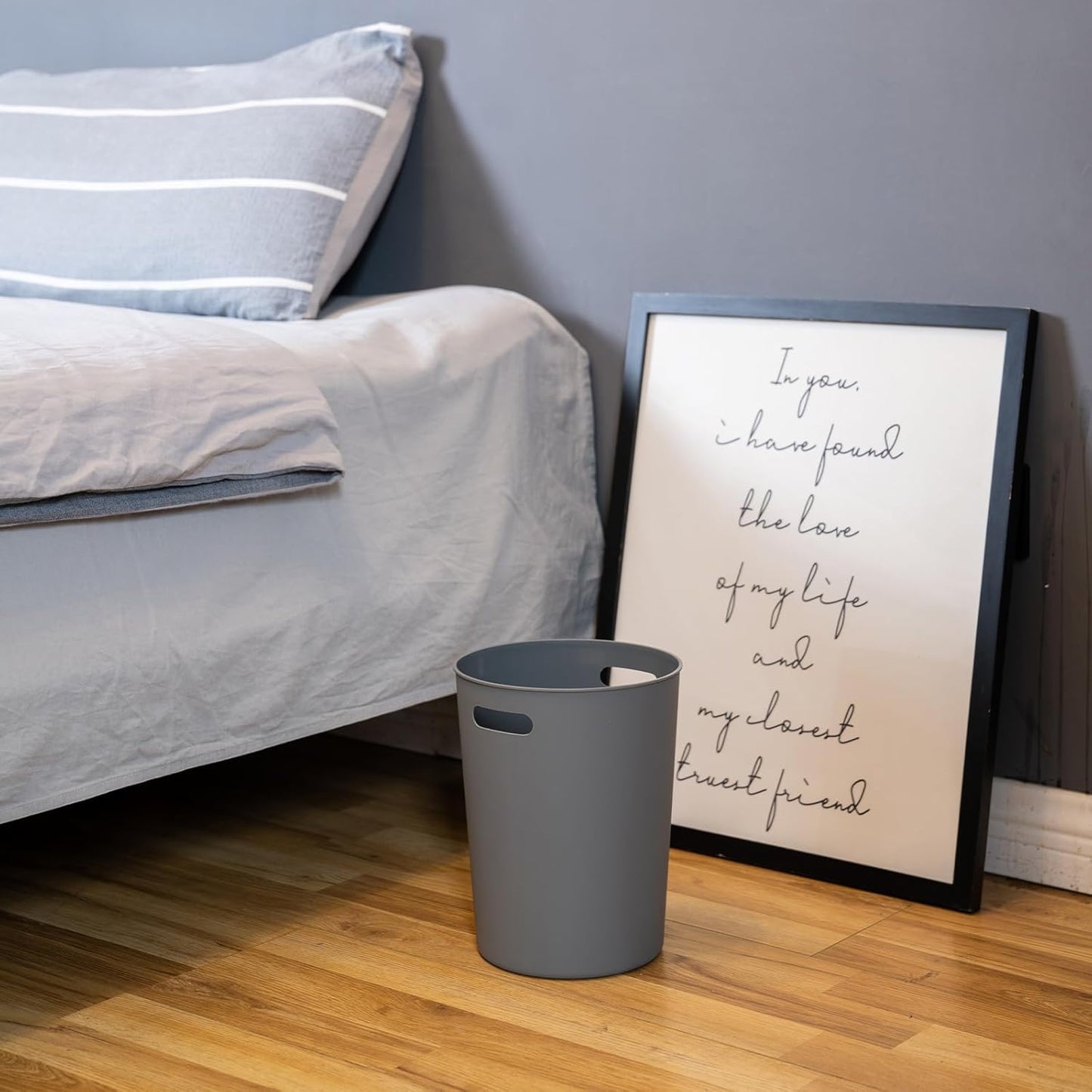 4 Pack Small Trash Can for Bathroom - 3 Gallon/12-Liter Wastebasket, Round Plastic Garbage Container Bin for Bedroom Office Grey.