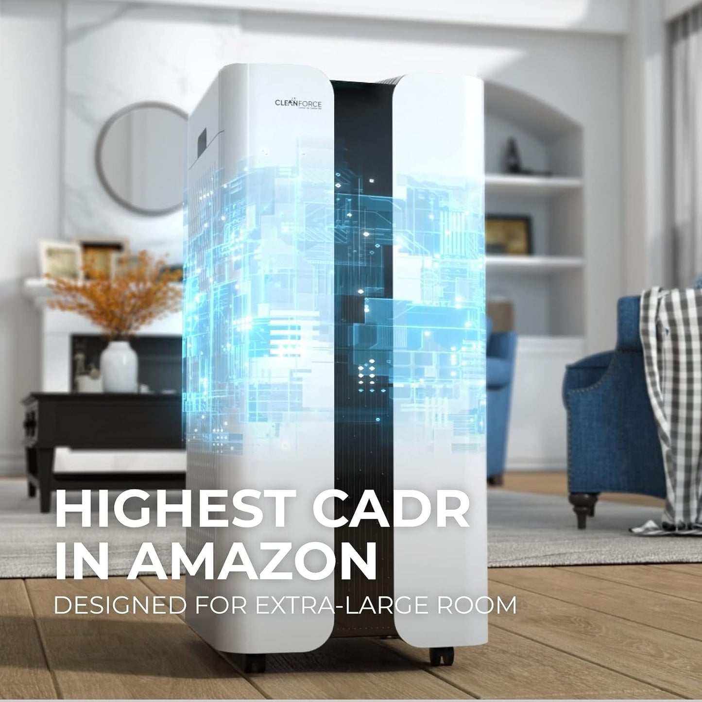 CleanForce Extra large Air Purifier for home large room, covers 4000 ft², H13 True HEPA Filter, Filters 99.97% Dust, Smoke, Odor, Pollen, VOCs, Commercial Air Cleaner for office, classroom | MEGA1000