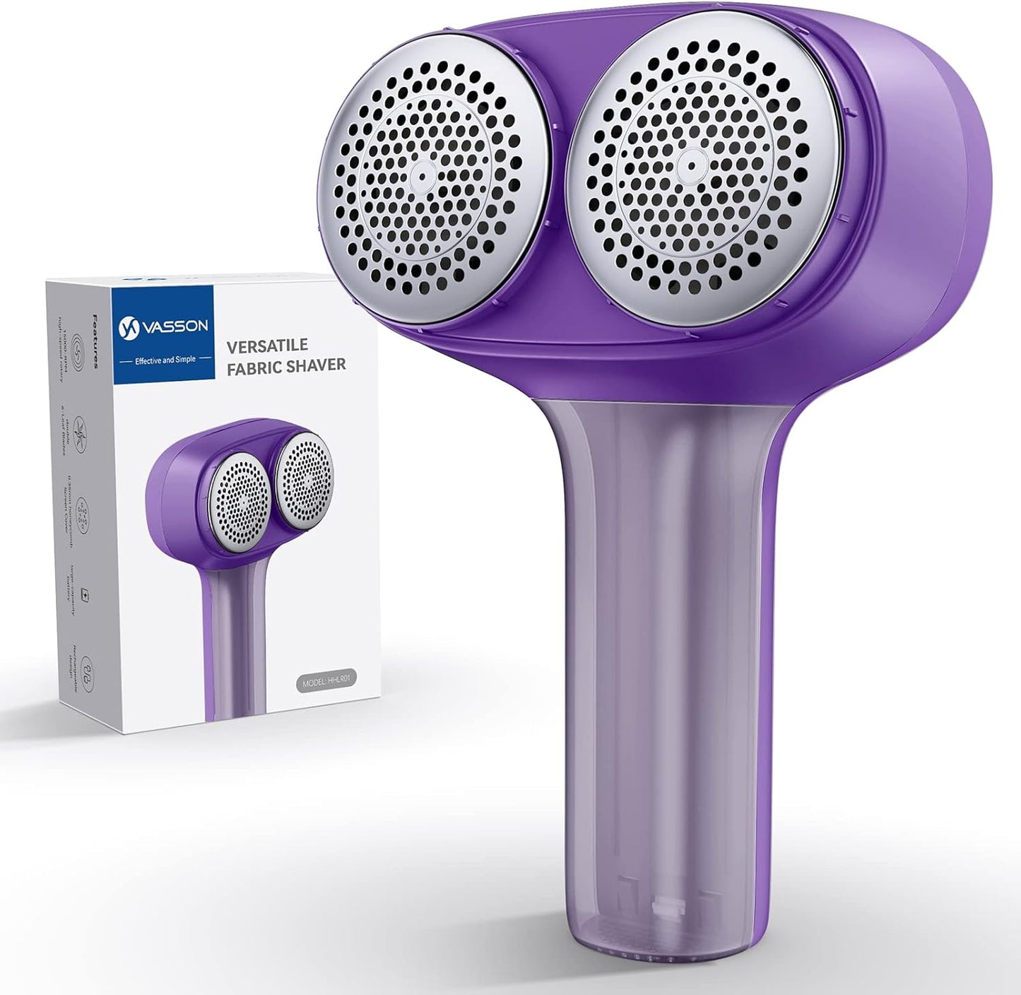 VASSON Fabric Shaver, Electric Lint Remover, Rechargeable Lint Shaver, Sweater Shavers to Remove Pilling, Large Fuzz Remover for Clothes Couch Furniture (Purple)