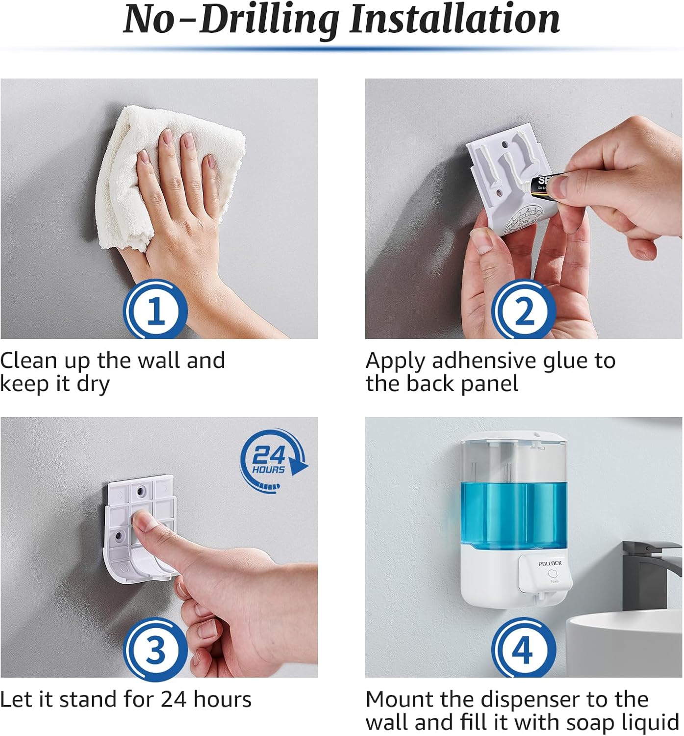 Foaming Hand Soap Dispenser Wall Mounted,Hand Sanitizer Dispenser,Lotion Detergent Dispenser,Dish Soap Dispenser for Kitchen,Commercial Foam Soap Dispense for Bathroom,33.8OZ/1000ML