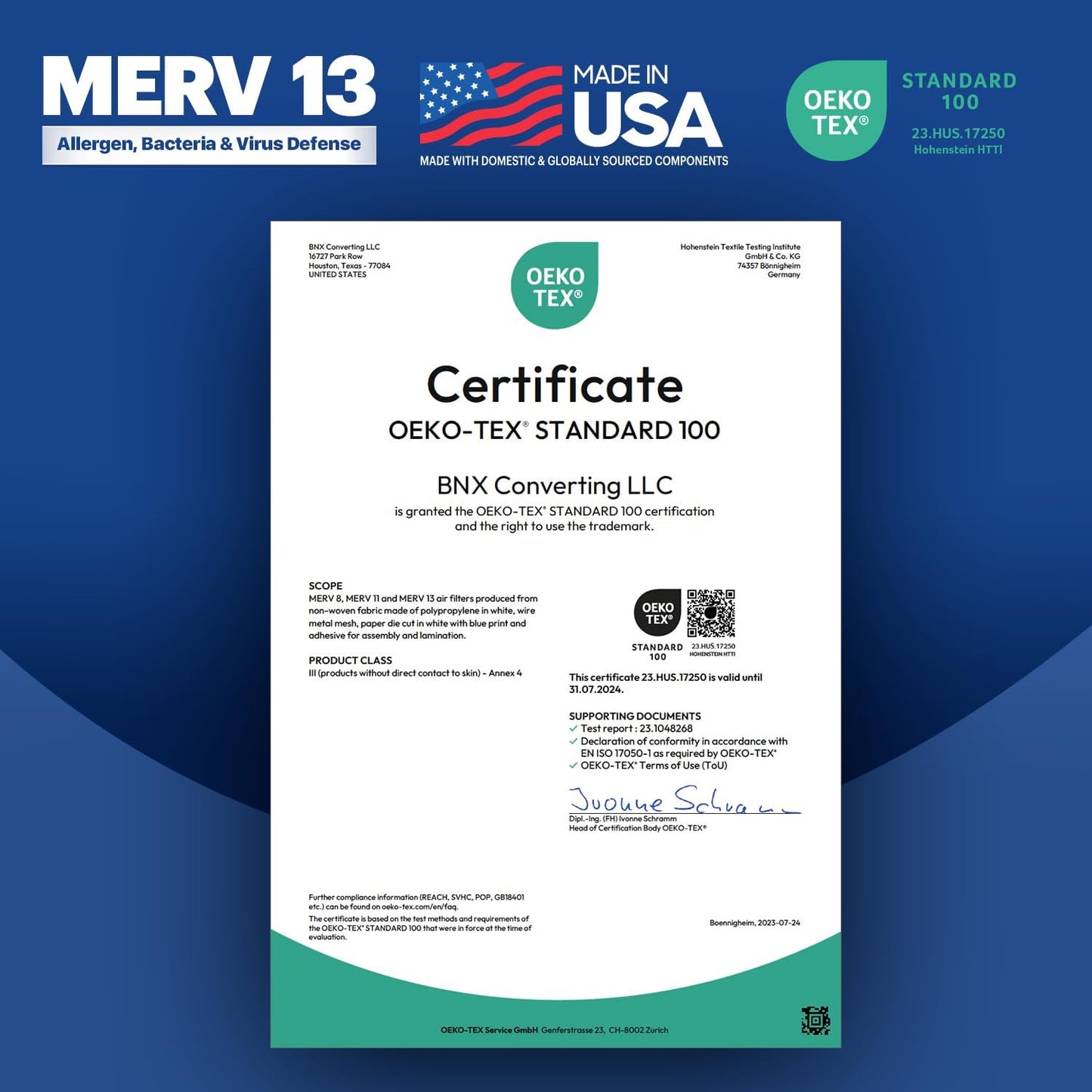 BNX TruFilter 16x16x1 Air Filter MERV 13 (4-Pack) - MADE IN USA - Electrostatic Pleated Air Conditioner HVAC AC Furnace Filters for Allergies, Pollen, Mold, Bacteria, Smoke, Allergen, MPR 1900 FPR 10