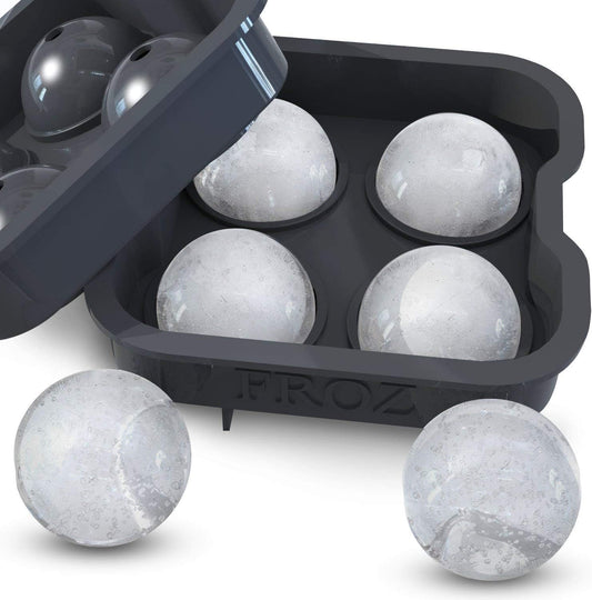 Housewares Solutions Froz Ice Ball Maker – Novelty Food-Grade Silicone Ice Mold Tray With 4 X 4.5cm Ball Capacity