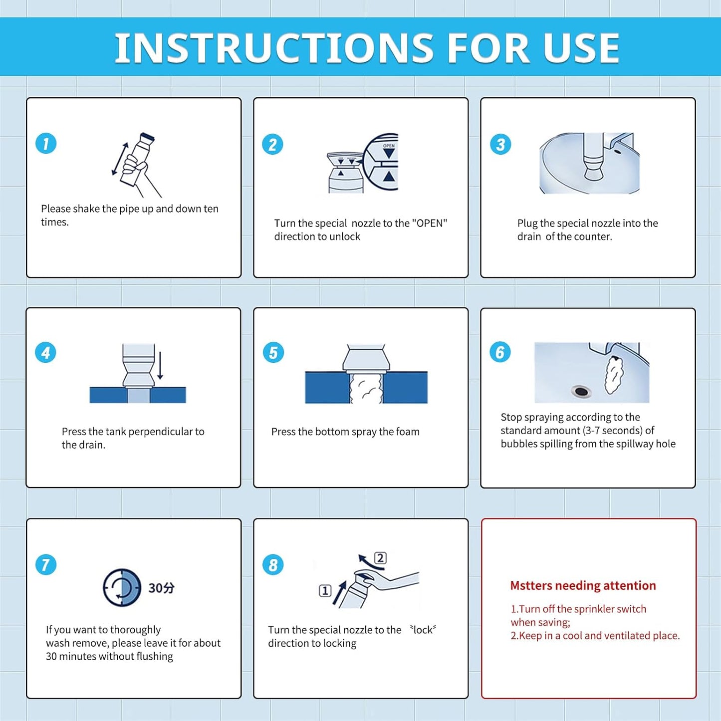 Drain Cleaner, Foaming Drain Cleaner and Deodorizer, Sink Cleaning Foam, Drains Clog Remover for Kitchen Bathroom Drains, Sinks, Tubs (2PCS)