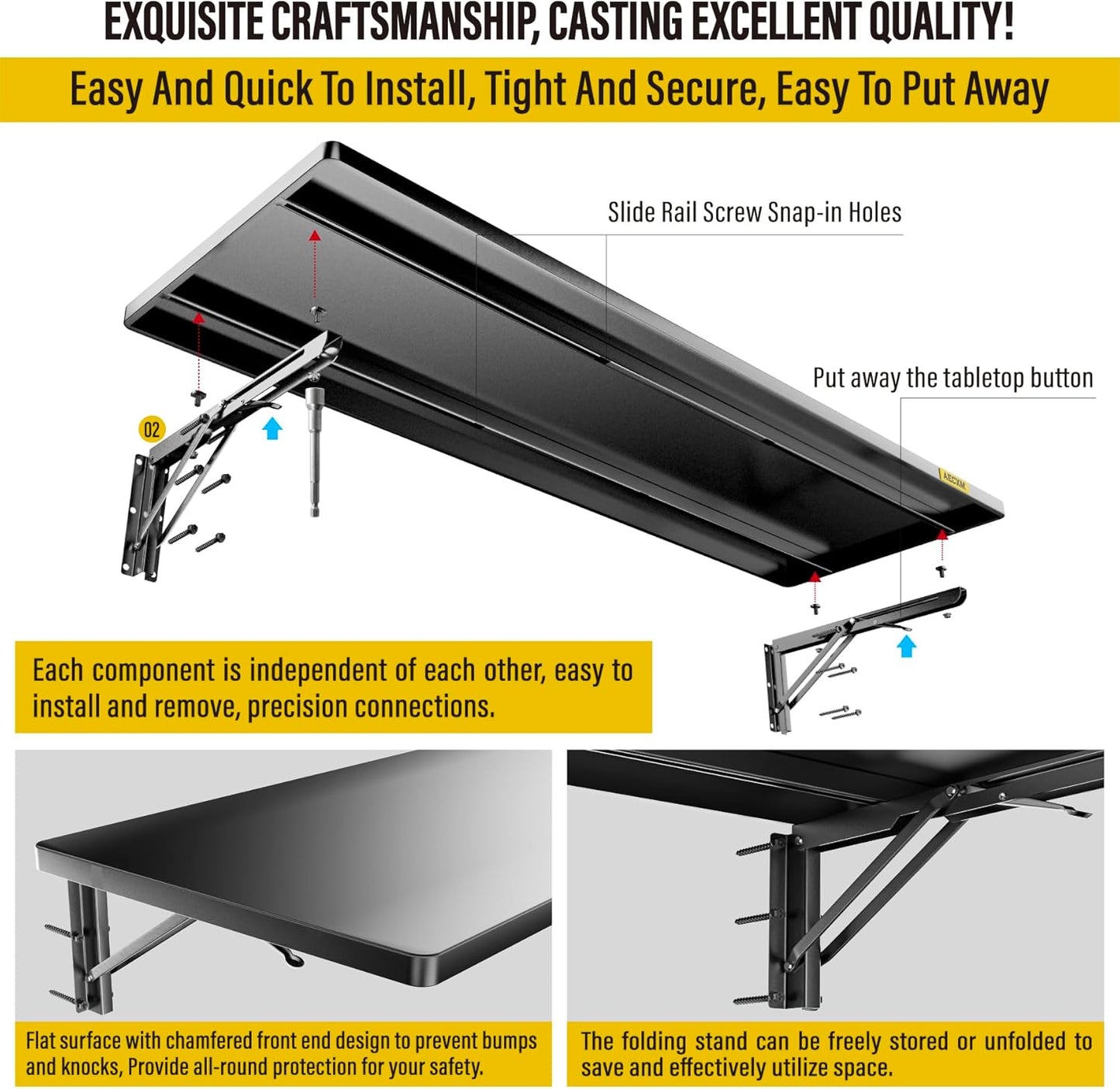1.2x3ft Adjustable Rail Type Folding Storage Rack Shelf, Suitable for Garage, Storage Room, Kitchens Wall Shelf,Garage Storage Rack Floating Shelves,Folding Panels (1pcs-Black)