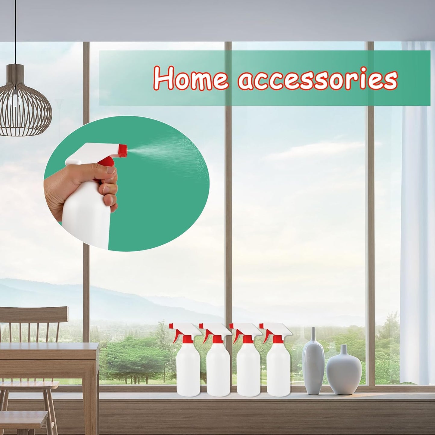 8 Pack Plastic Spray Bottles 16 oz Empty Refillable Spray Bottle for Cleaning Solutions Leak Proof Water Bottle Sprayer with Adjustable Nozzle Mist & Stream Heavy Duty Reusable for Plants Oils Hair