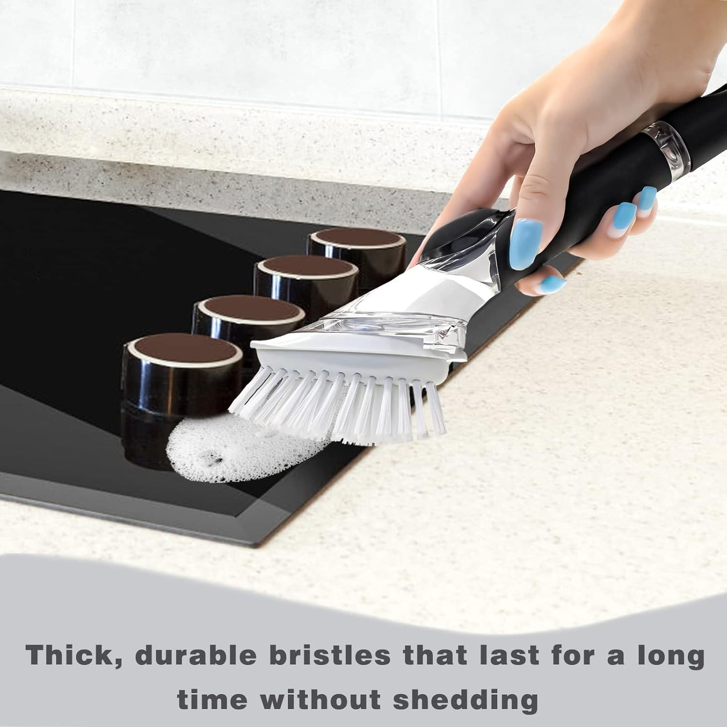 Brush Refills for RIMAY Dish Brush - 4 Pack Dish Brush Cleaning Soap Dispensing Head Replacement for Scrubber (White)