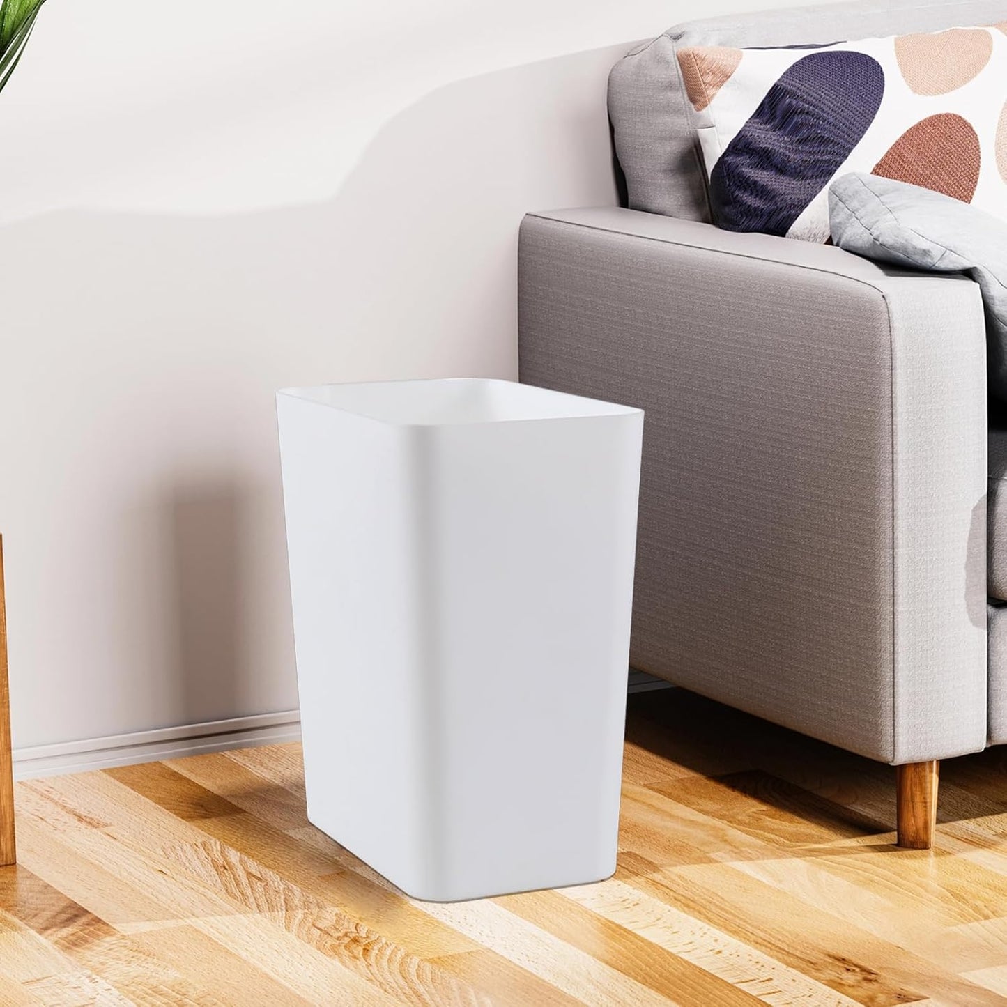 3-Pack 4.5 Gallon Plastic Rectangular Wastebasket, White Slim Trash Can