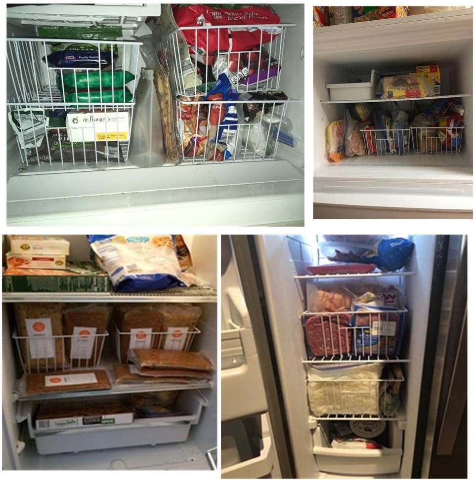 16inch Upright Freezer Organizer Baskets for 13-14,16-21 cu.ft Standup Freezer, Settle freezer chaos and reduce food waste effectively, Durable, Fully Use Space, Improve Air Circulate, White, 6pcs