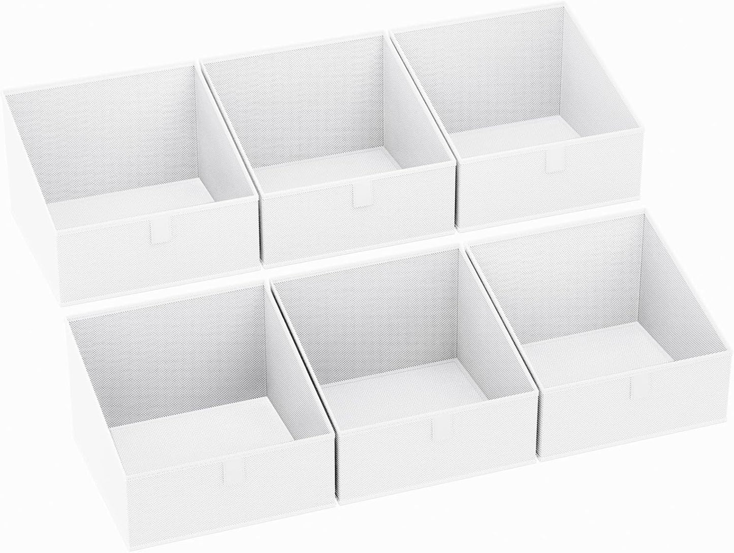 DIMJ Closet Storage Bins 6 Pack - Fabric Trapezoid Organizer Bin, Foldable Storage Baskets for Shelves, Closet Shelf Organizer, Clothing Storage Box for Toys, Books, Towel, Clothes, White