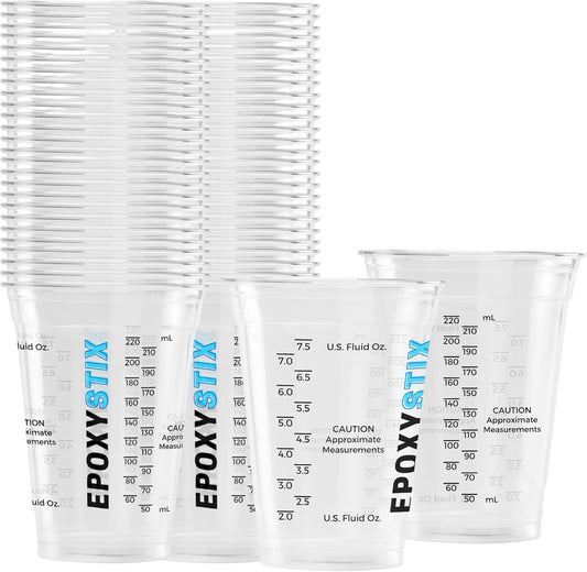 [Pack of 50] 10oz Disposable Graduated Measuring Cups for Mixing - Measurements in mL and Oz - Multipurpose Reusable Cups for Paint, Epoxy Resin, Stain, Liquid Mixing Cups