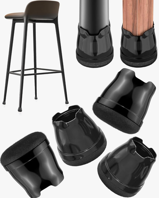 24-Pack Silicone Chair Leg Floor Protectors for Hardwood Floors -Felt Furniture Pads, Rubber Chair Leg Covers/Caps - Noise Reducing & Scratch-Proof - Round XS (Fits 9/16"-13/16" / 15-20mm), Black