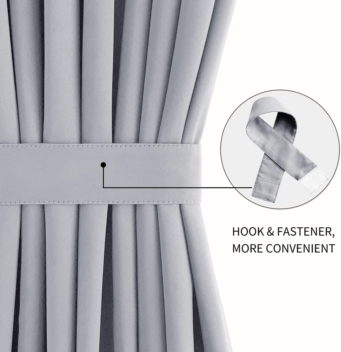 DWCN French Door Curtains – Rod Pocket Thermal Blackout Curtain for Doors with Glass Window, Kitchen and Patio Doors for Privacy, 25 X 40 Inches Long, 1 Curtain Panel with Tieback,Silver Grey