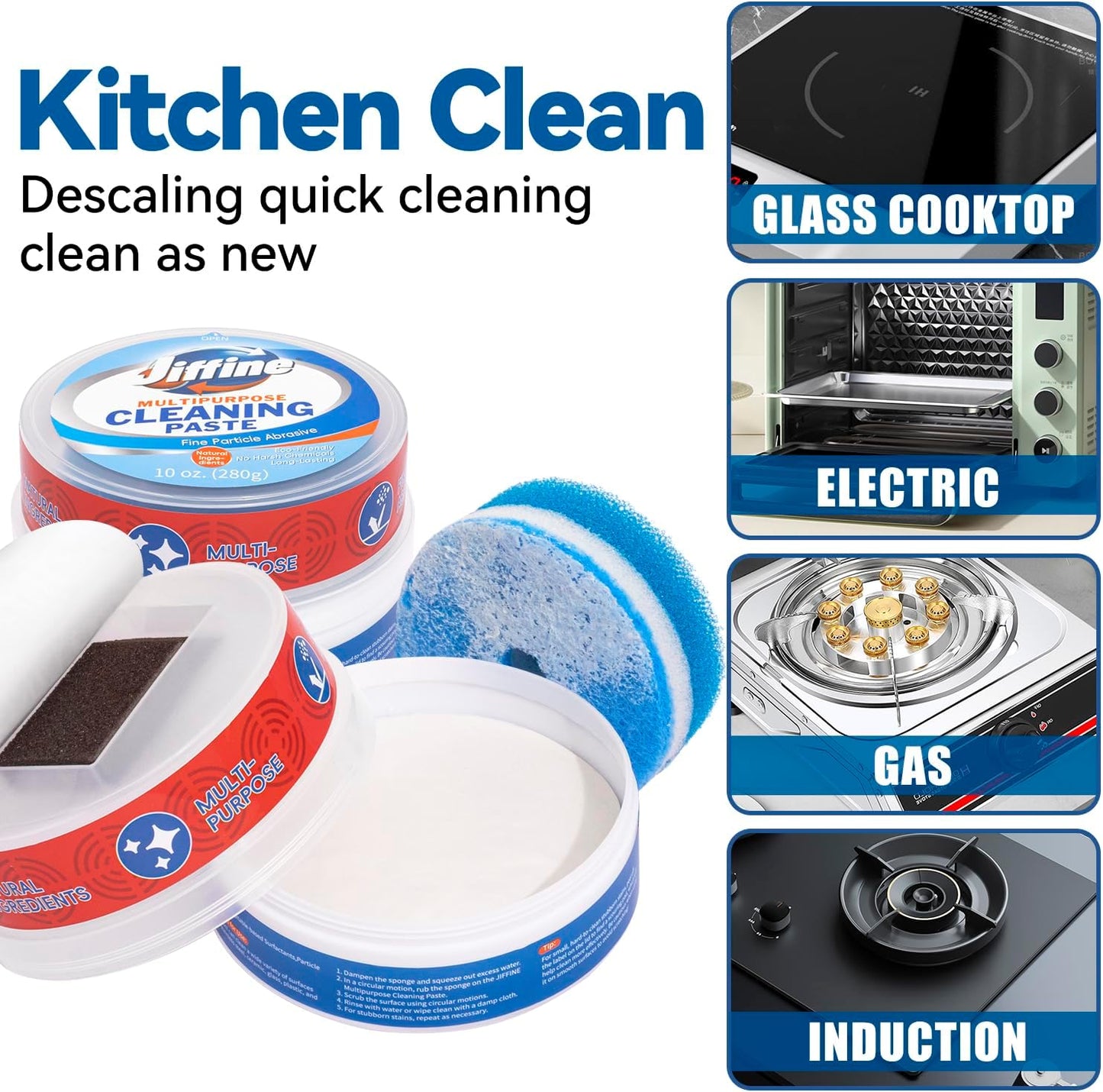 Cooktop Cleaner Paste,the Pink Of Stuff, Miracle All Purpose Cleaning Paste,Easily Remove Burned-On Food, Grease and Watermarks, Leaving Your Glass Cook Top Sparkling 10 oz