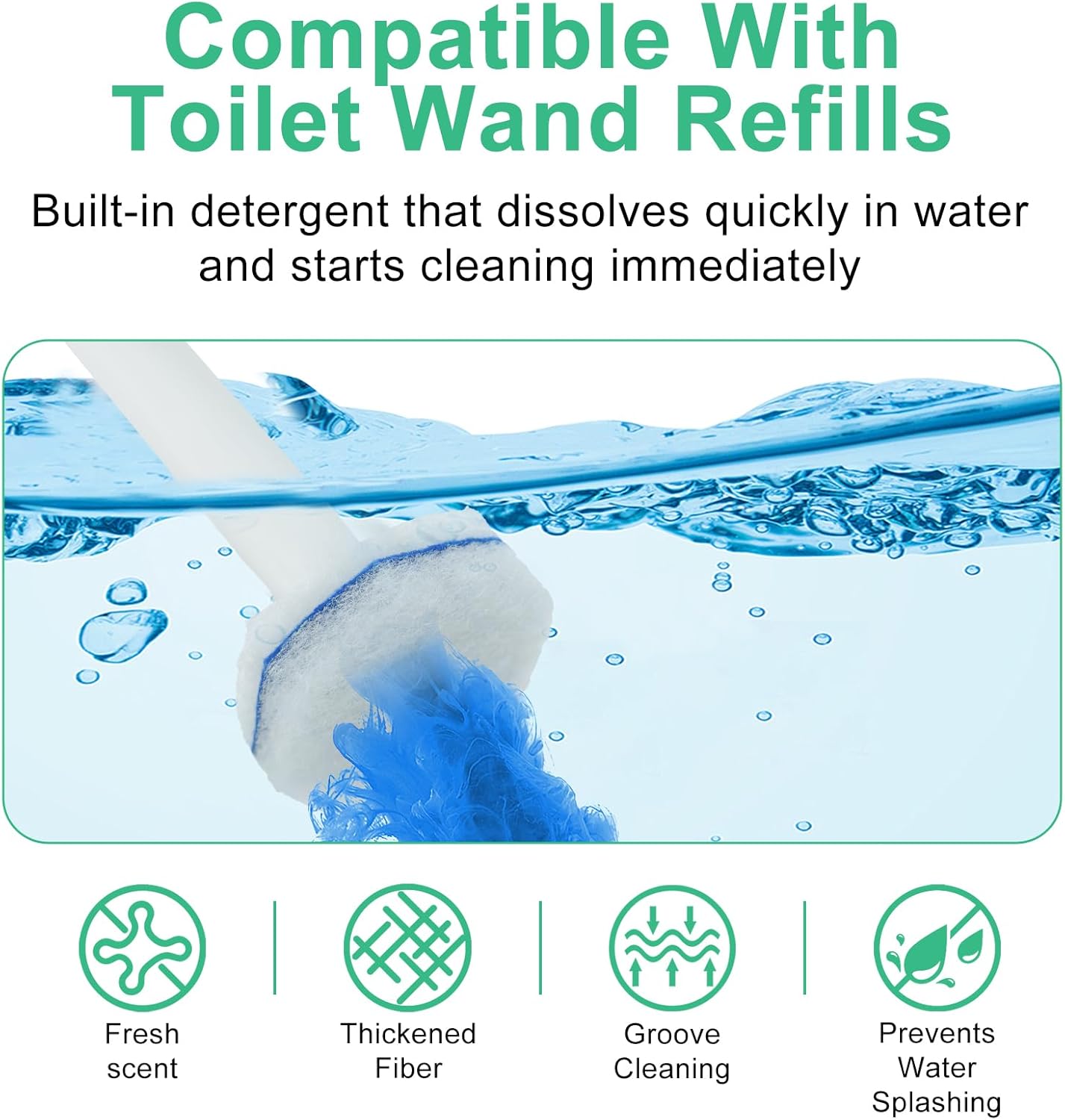 100 Count Toilet Wand Refills for Clorox, Disposable Toilet Brush Compatible with Clorox ToiletWand Cleaning System, Upgrade Fiber Bowl Cleaner Brush for Closestool Cleaning