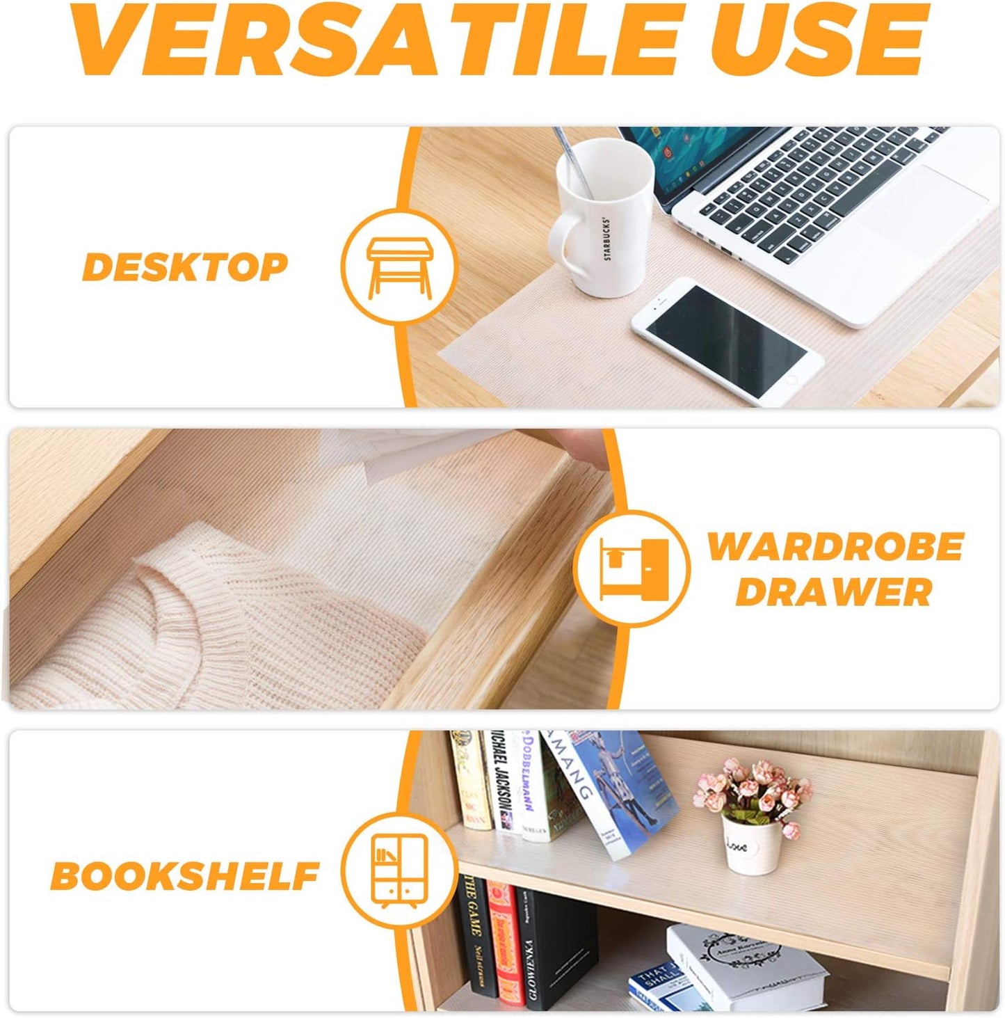 Glotoch Shelf and Drawer Liner for Kitchen Cabinet,12in x 30FT Non-Adhesive Cabinet Liners for Shelves Non Slip Waterproof Contact Paper for Cabinets Pantry Fridge EVA Wire Shelf Liner,Clear