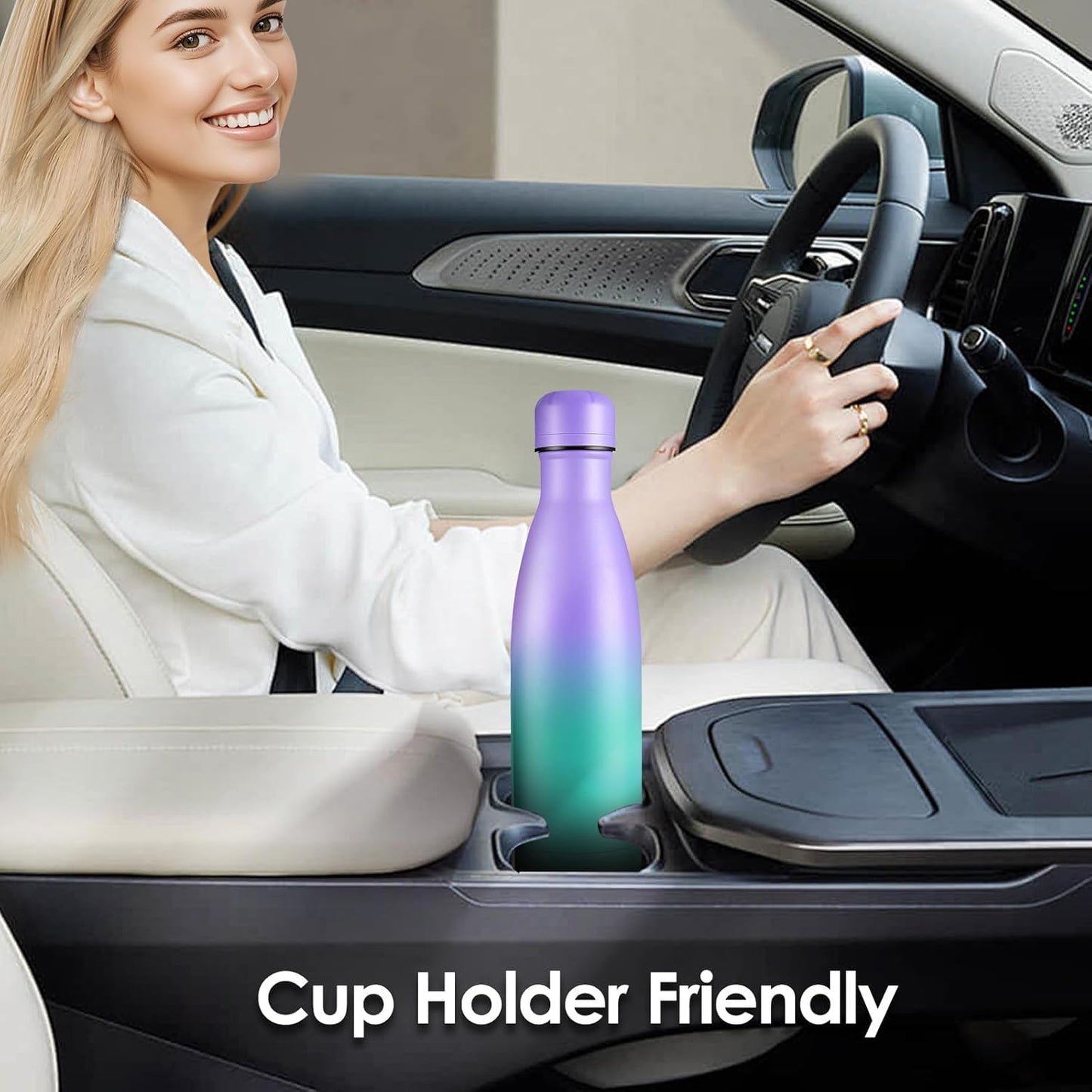 17oz Cola-Bottle Shaped Stainless Steel Leak-proof Water Bottle,Double Wall Vacuum Insulated Metal,Travel Mug For Sports Indoors & Outdoors,BPA-Free Kids Flasks,Purple Green(4Pack)