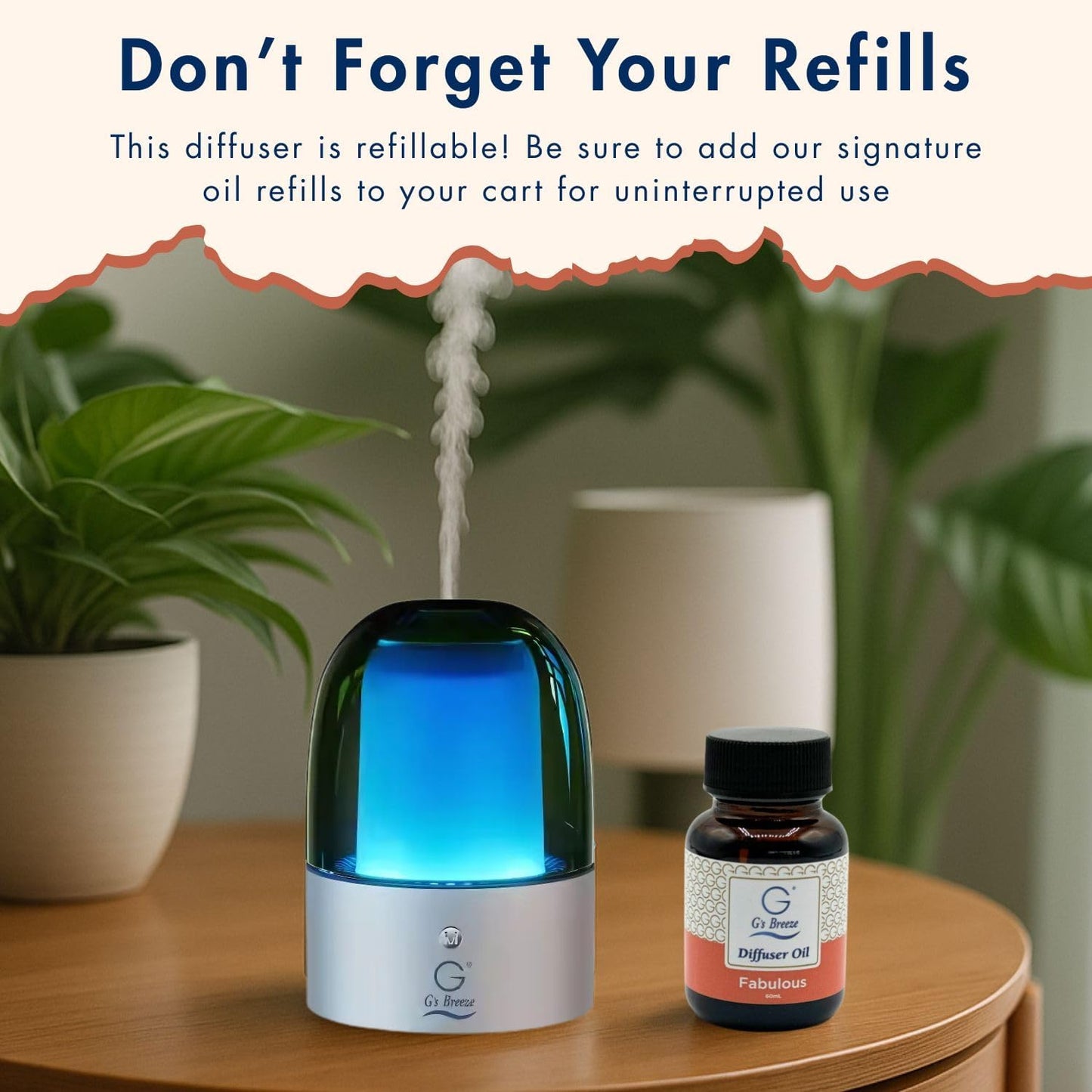 G's Breeze Fabulous Diffuser Oil Refill - Luxurious, Floral & Fruity Essence - Long-Lasting Fresh Scent - Elegant & Portable, Sophisticated Aroma - Warm Fragrance for Home and Office - 60 ML