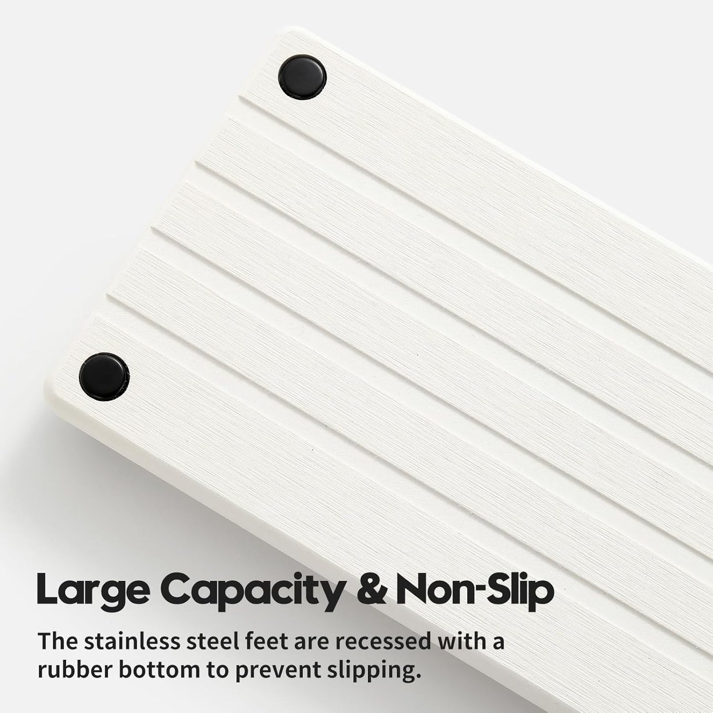 Instant Dry Sink Caddy Kitchen Sink Organizer, Quick Drying Stone Tray Diatomite Sponge Holder Soap Dish, Bathroom Countertop Fast Dry Water Absorbing Vanity Rack, White, 12" x 5"