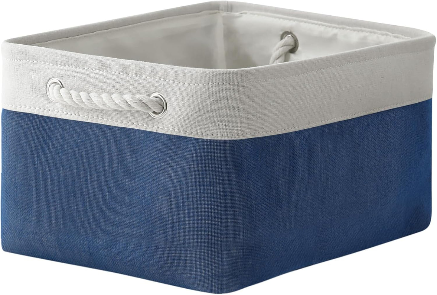 TheWarmHome Storage Bins for Shelves - 1 Pack 15.7x11.8x8.3 inch Fabric Storage Cubes, Storage Basket for Organizing Gift Laundry Cloth Toy Room (White & Jean Blue)