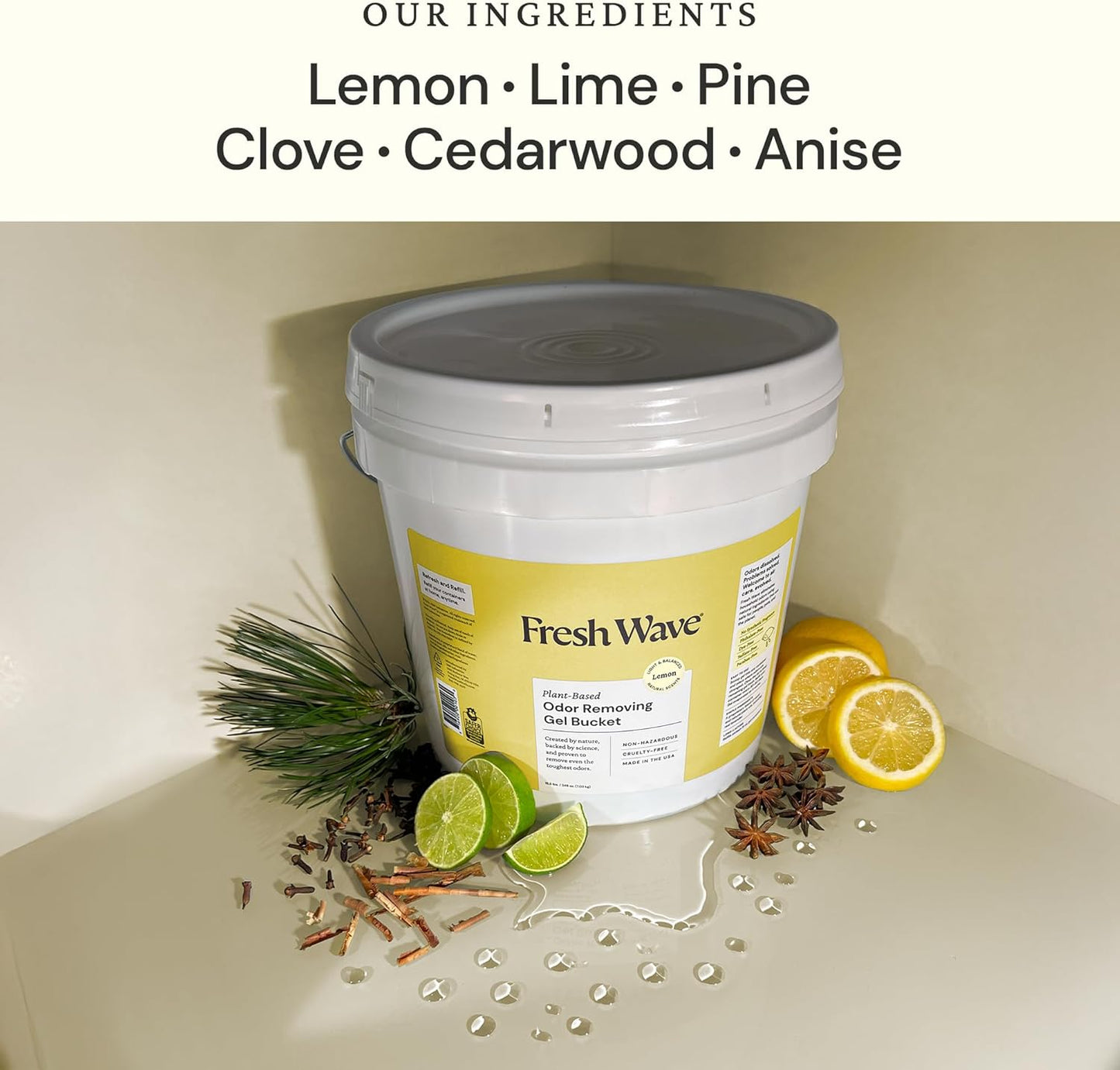 Fresh Wave Odor Removing Gel Bucket, 15.5 lb. (248 oz.) | Lemon Scent Refill | Odor Absorbers for Home | Safer Odor Relief | Natural Plant-Based Odor Eliminator | For Cooking, Trash & Pets