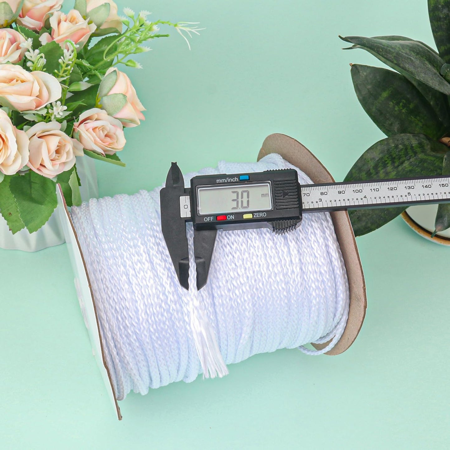 1/8 Inch White Polyester Rope - 500 Foot White Low Stretch Polyester Rope for Hiking, Kayaking, Tarps, Camping