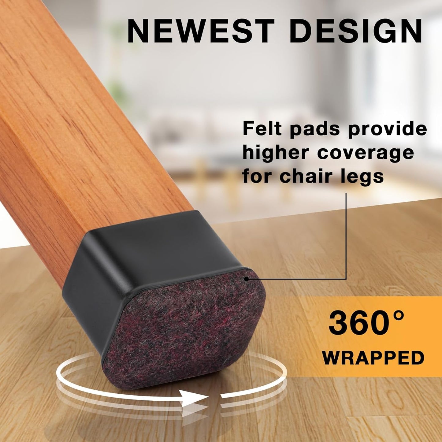 16 Pcs Rectangle Chair Leg Floor Protectors, Silicone Chair Leg Protectors for Hardwood Floors, High Elastic Chair Leg Cover for Chair Table Desk, Protect Wooden Floors from Scratching, Won't Tear