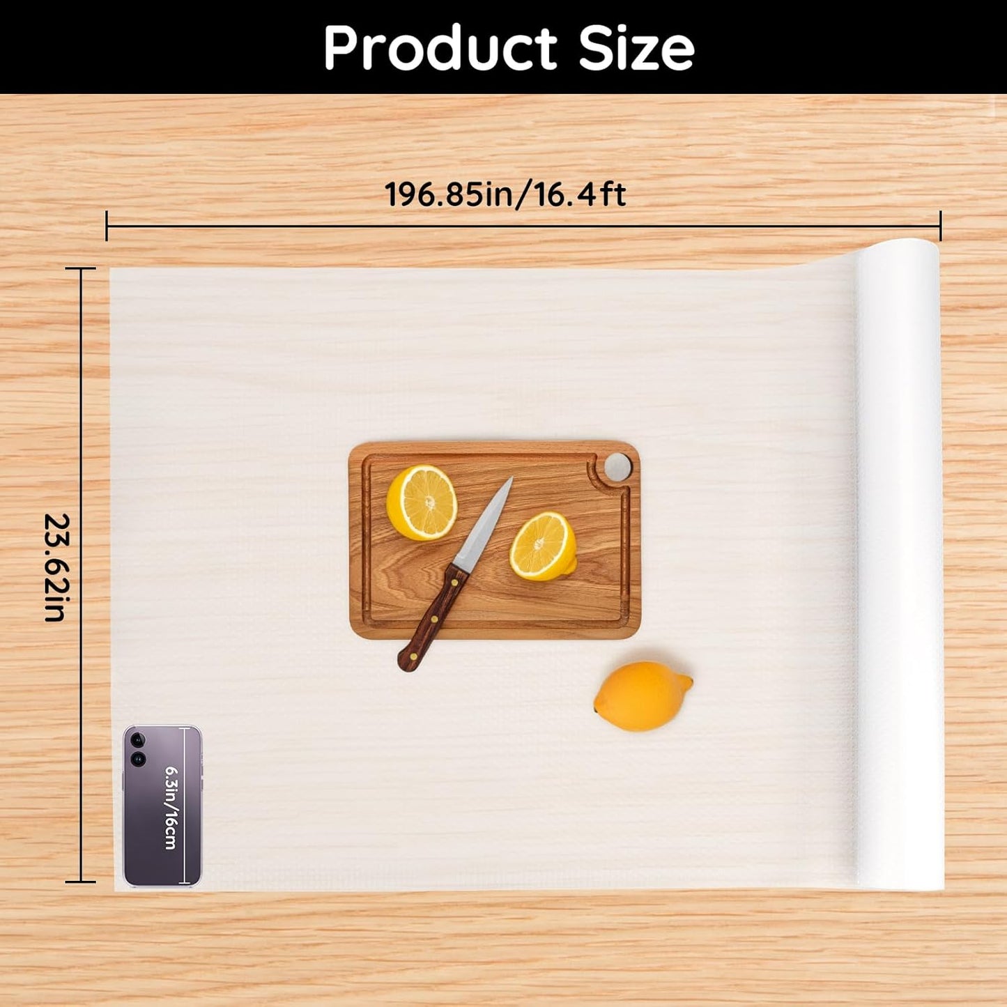 Drawer Liners for Kitchen Cabinets, 23.6"W x 197"L x 0.03"T, Cupboard Liner, Non-Adhesive & Non Slip for Home and Kitchen Shelf, Drawer, Cabinet, Refrigerator, Dresser, Cupboard, RV (Polka Dot)