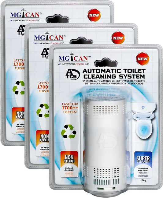 MGICAN Patented Automatic Toilet Cleaning System(ATCS) | Non-Toxic | Bleach Free & Long-Lasting | In Tank Toilet Bowl Cleaner | Cleans & Removes Stains in Every Flush| UL-Certified, 3 Pack