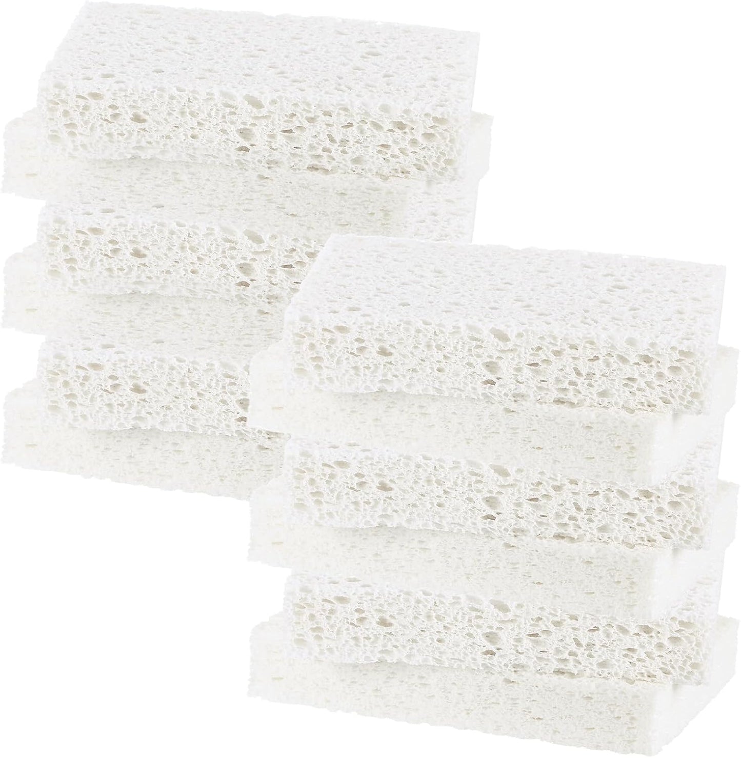 12-Pack Kitchen Sponges, Condense Eco Cellulose Non-Scratch Scrub Heavy Sponge for Kitchen/Household/Bathroom, Clean Tough Messes Dish Scrubber [White]
