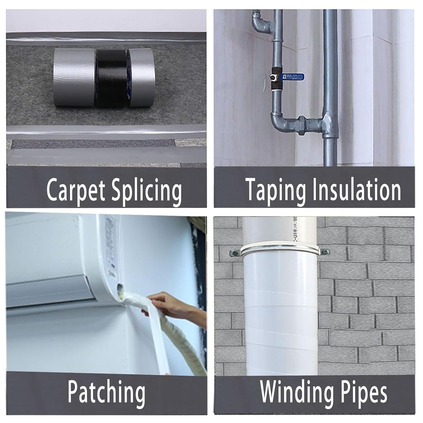 3Pack Duct Tape Heavy Duty Single Sided, Strong Adhesive High Strength, Waterproof Mesh Tape for Indoor Outdoor Repairing Sealing Bonding, Easy Use Hand Tearable, 2.36 Inch x 66 Feet, White