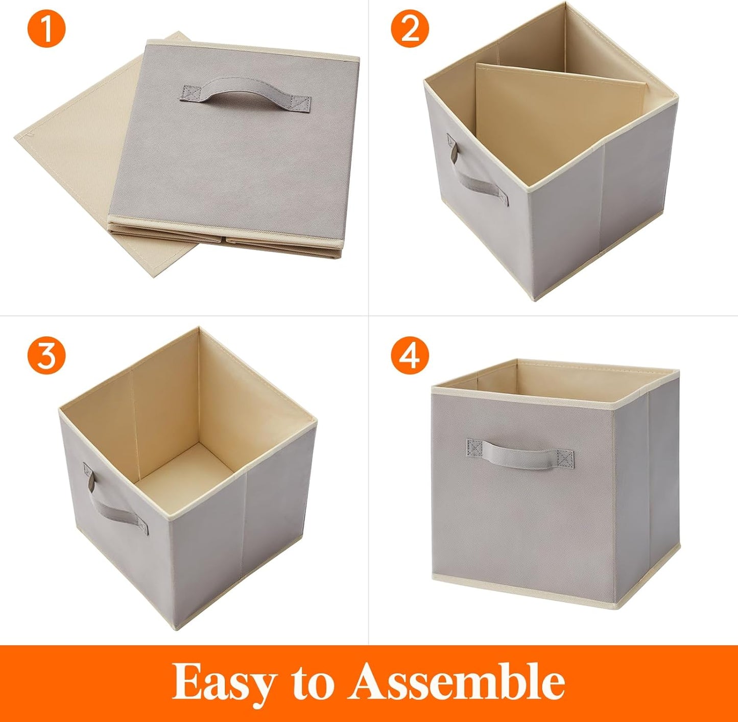 Lifewit 11 Inch Cube Storage Bins, 8 Packs Storage Cubes Foldable Decorative Fabric Storage Baskets for Organizing Home Organizers with Handles for Shelves, Closet, Light Gray