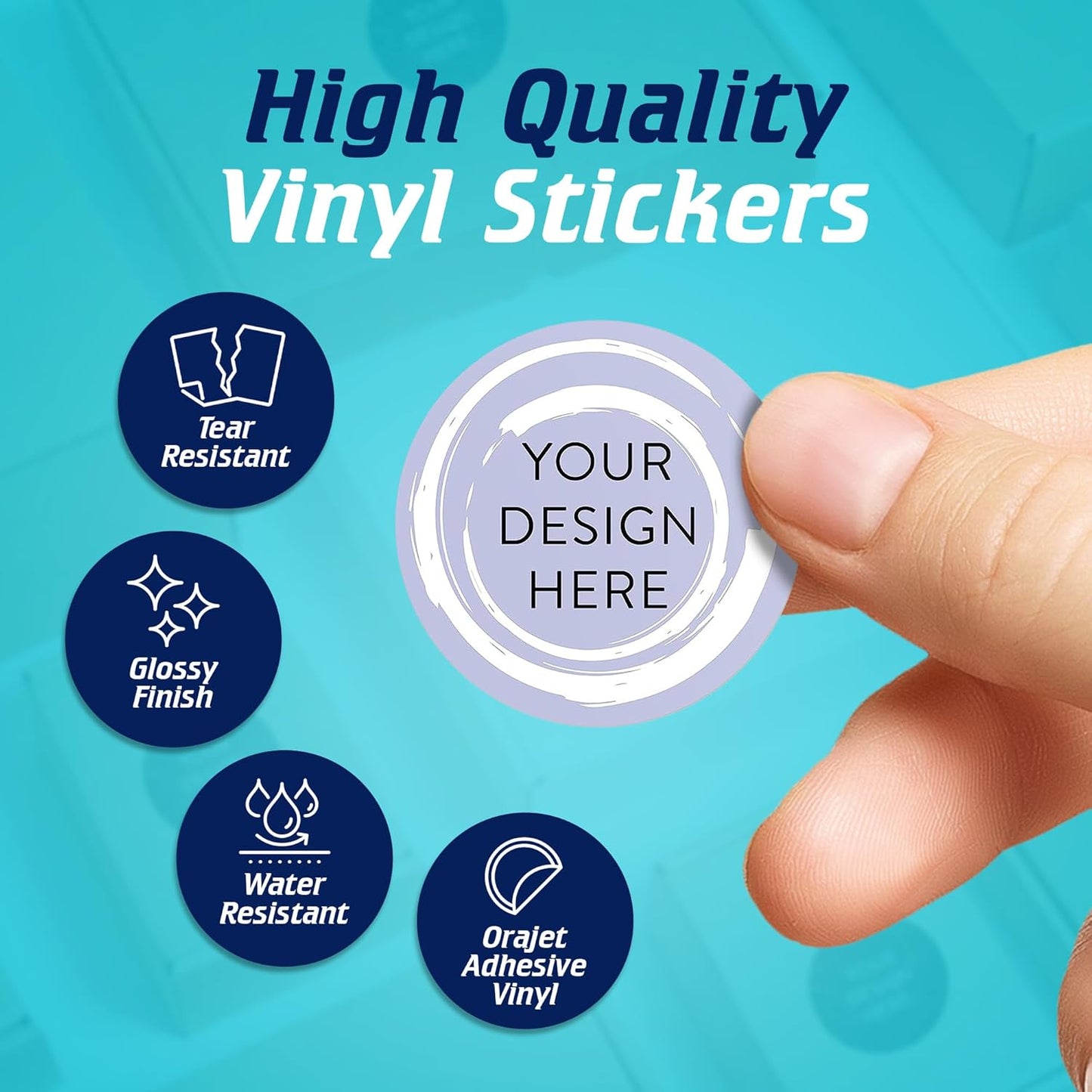 100 Custom Vinyl Stickers - Upload Your own Image, Text, Design, Logo - Personalized Logo Labels for Handmade, Packaging, Bottle, Jars, Candle, Brand Stickers (Lavender Swirls, 1.5x1.5)