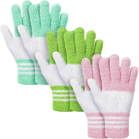 Patelai 3 Pairs Microfiber Plant Dusting Gloves Leaf Cleaning Gloves for Indoor Plants, Blinds, Furniture, House(Small,Green Yellow, Water Blue, Pink, White)