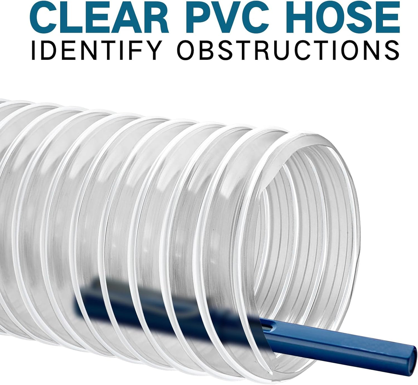 5" x 10' PVC Dust Collection Hose, Flexible Heavy PVC Fume Collection Hose with Carbon Steel Wire Coil, Puncture Resistant Clear PVC Fume Collection Hose for Dust Collectors