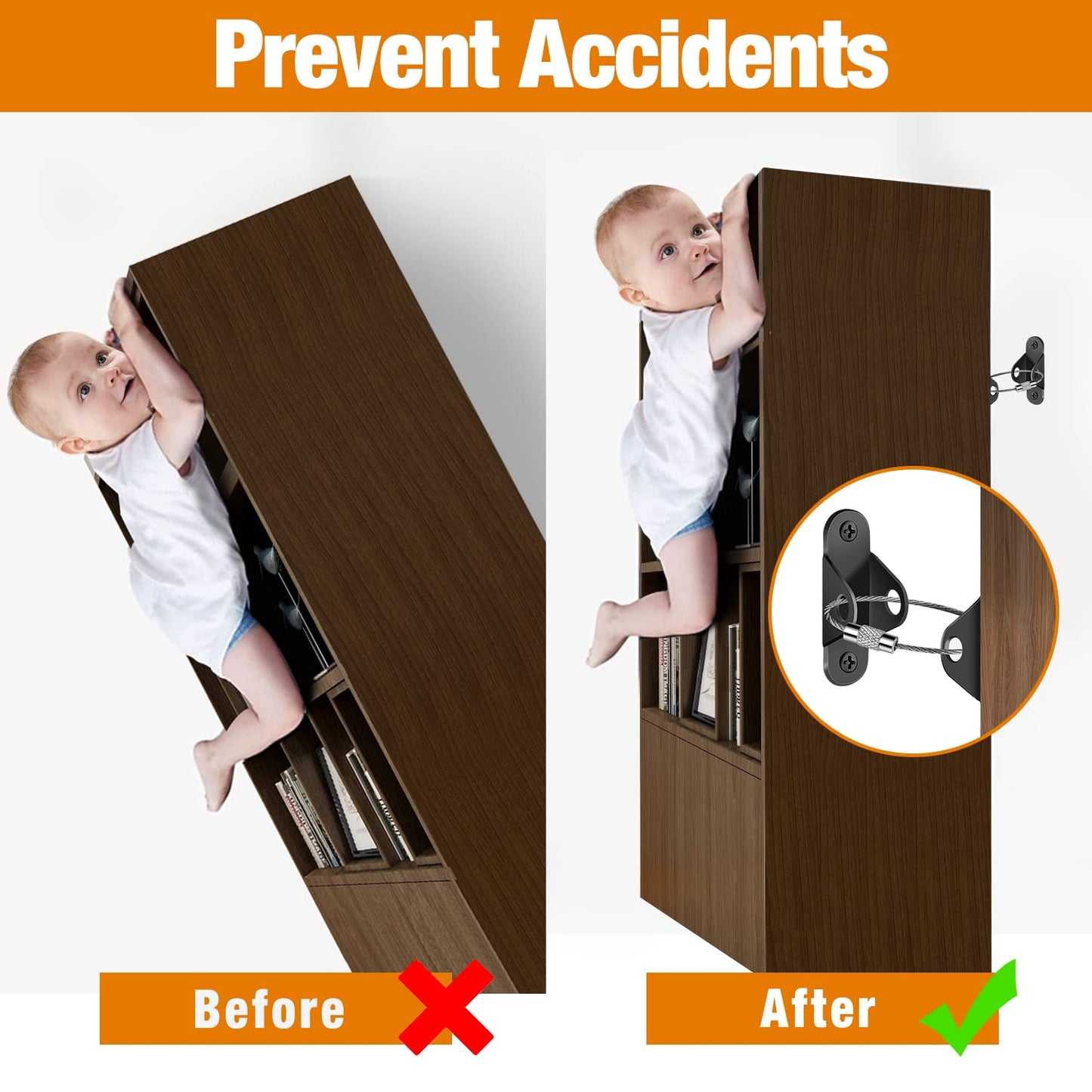 Furniture Anchors (10 Packs) Anti Tip Furniture Anchors for Baby Proofing, Furniture Wall Anchor Earthquake Straps for Furniture Dresser Wall Safety Anchor Furniture Fasteners to Wall, Black