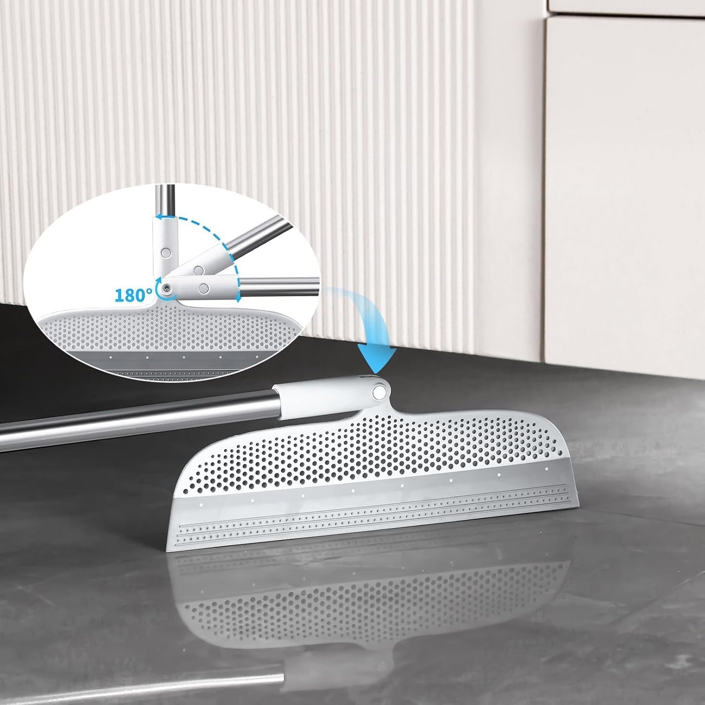 Rubber Squeegee Broom for Floors, 51.77" Long Handle Multi-Surface Magic Broom, Pet Hair Remover Scraper for Laminate Carpets, Windows, Mirrors, Rugs, Hardwood, Tile Cleaning