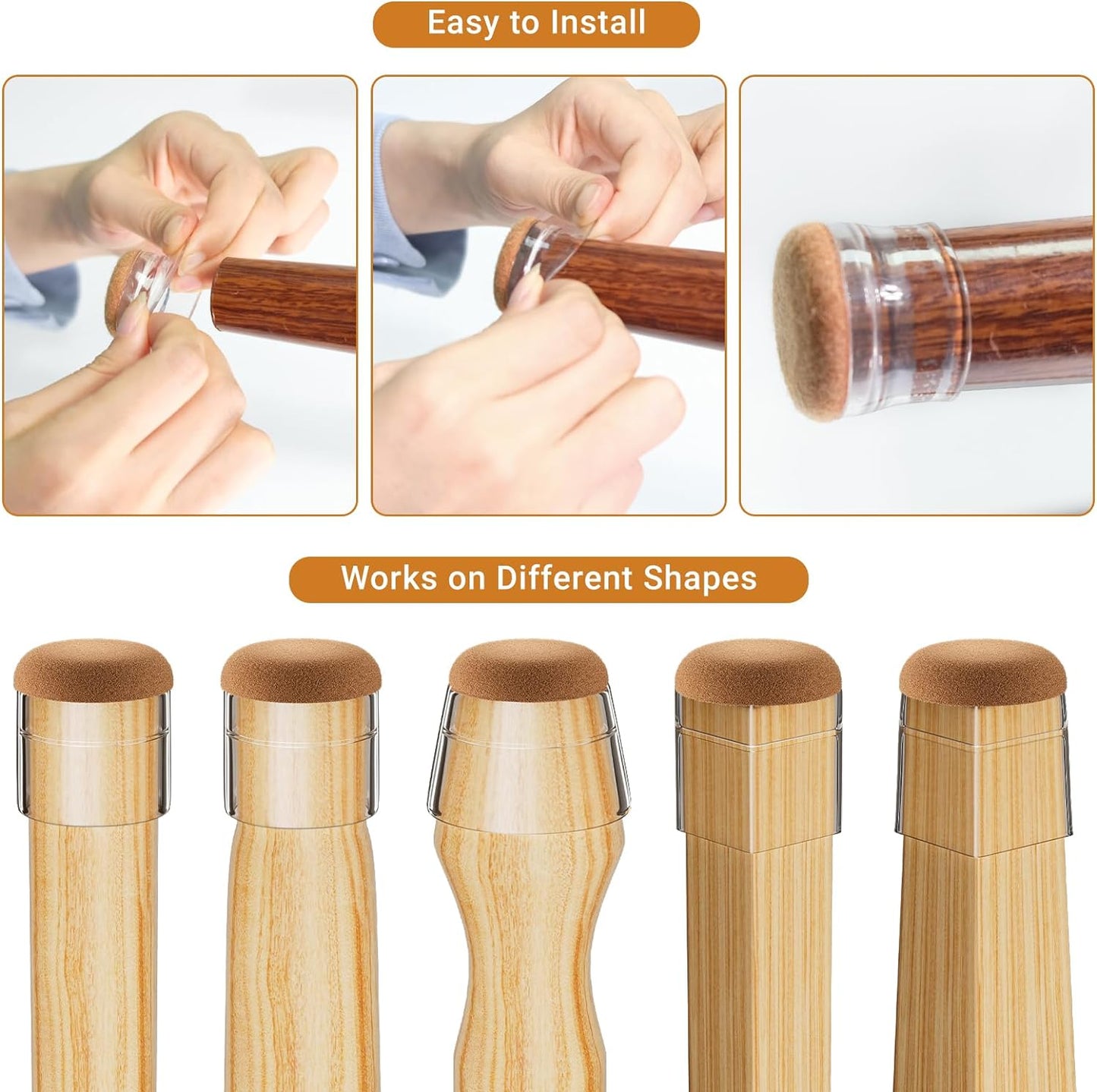 24 PCS Silicone Chair Leg Floor Protectors Medium Fit (1"-1.2") Rubber Felt Furniture Pads Chair Legs Caps/Covers for Hardwood Floors, Tile from Scratches & Reduce Noise - Round, Clear