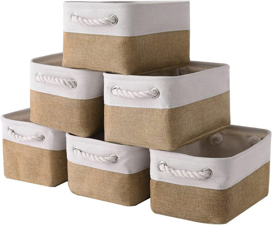 Small Baskets for Organizing, [6 PCS] Collapsible Storage Baskets for Shelves, Storage Bins Boxes Cubes for Clothes Books