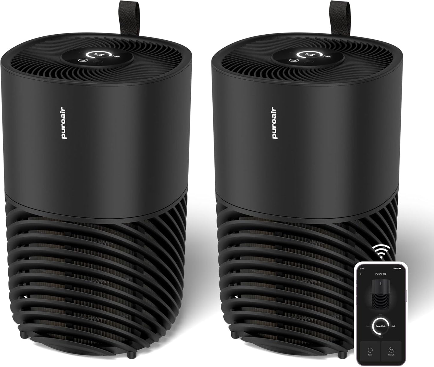 PuroAir 130i Smart Air Purifiers for Home Large Rooms - Covers Up To 600 Sq Ft - Filters Up To 99.9% of Pollutants, Smoke, Pollen, Dust - Quiet Air Filter - Air Purifiers for Bedroom (2 Pack)