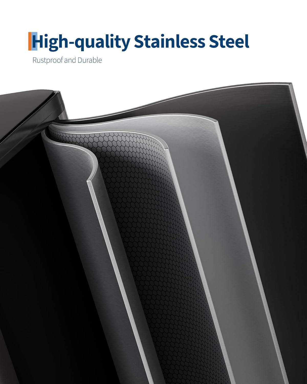 GarveeHome 2 x 8 gal Stainless Steel Double Trash Can with Lid for Kitchen, Large Dual Trash and Recycle Bin Combo, Step-on Kitchen Metal Garbage Cans, PP Inner Buckets, Liner Rim, Matte Black