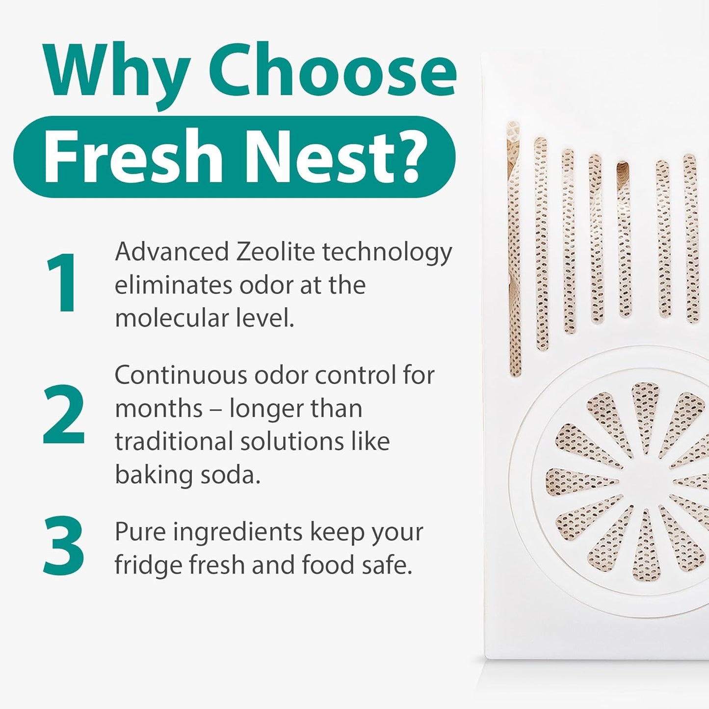 Refrigerator Deodorizer with Zeolites (4-Pack) - Odor Eliminator for Fridge & Freezer - Outshines Baking Soda and Bamboo Charcoal Bags - Long-Lasting, & Safe