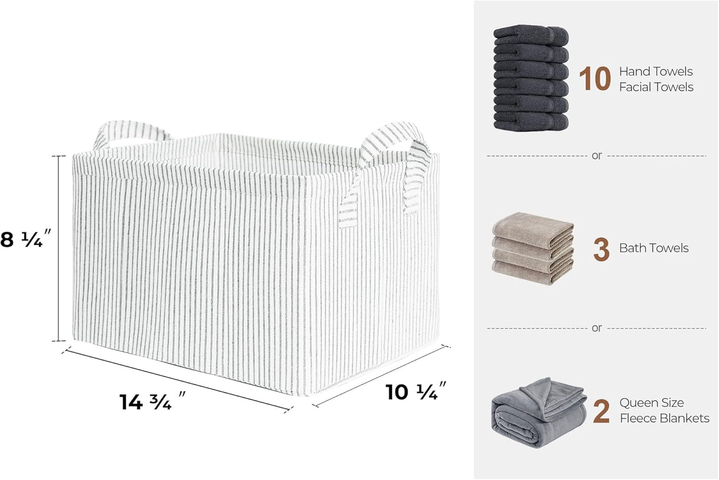 StorageWorks Storage Bins, Fabric Storage Bins for Shelves, Storage Baskets with Metal Frame, Closet Baskets and Bins with Handles, Khaki and Beige Stripes, 2-Pack