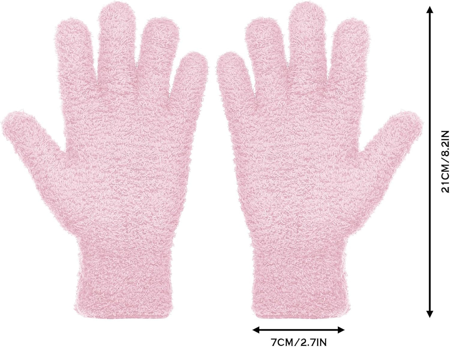 Patelai 2 Pairs Microfiber Gloves for plants Dusting Cleaning Glove Mittens House Cars Blinds Dusting(Pink, Rose Red, Large)