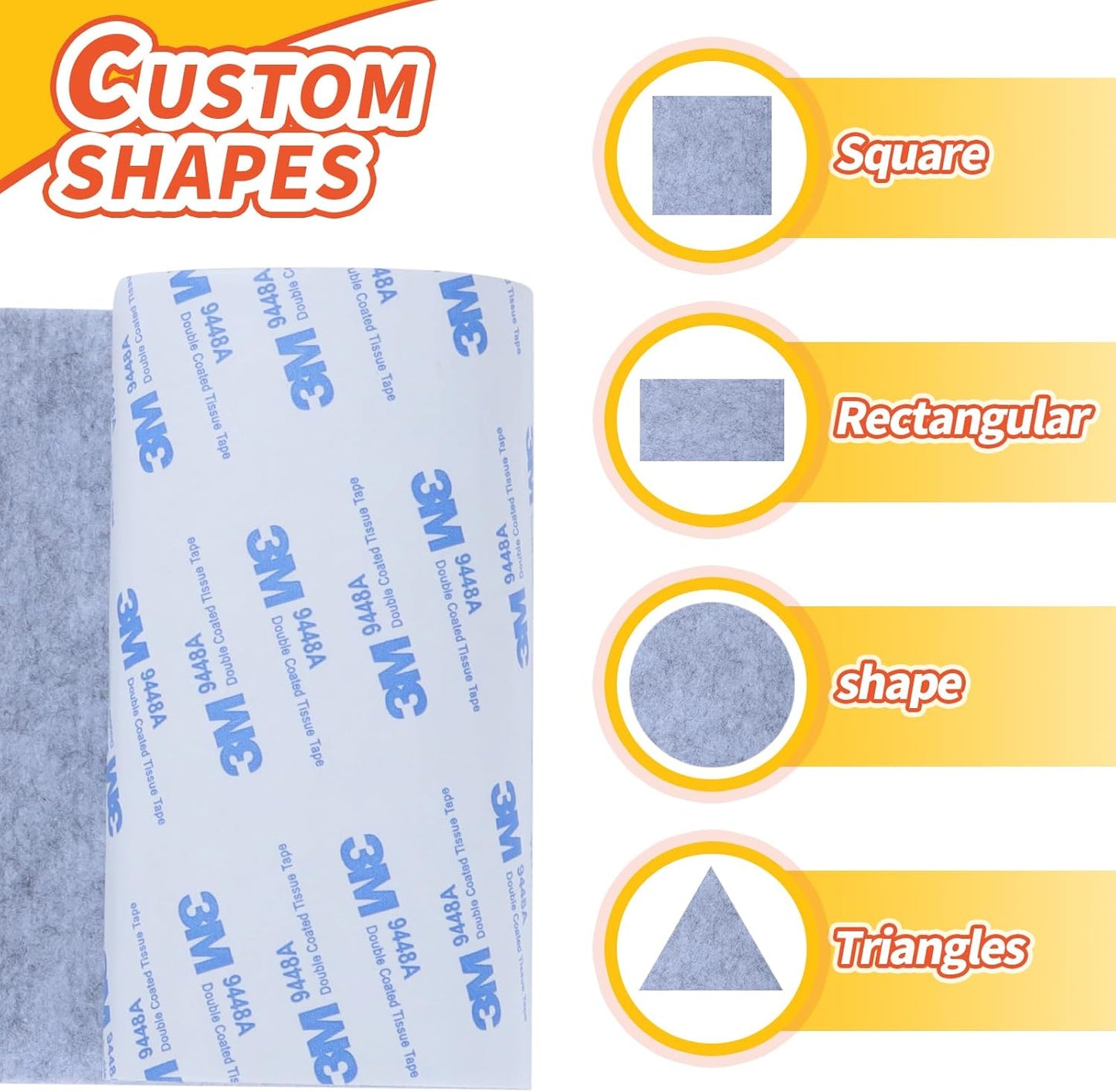 Felt Furniture Pads, Non Slip Self Adhesive Cuttable Felt Tape Gray Heavy Duty Felts Strip Roll for Protecting Hardwood Floors Chair Wall Protector (40 x 5 x 0.12 Inch, 2 Pack)