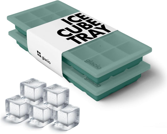 glacio Ice Cube Tray – Small Silicone Molds with Lids, BPA-Free and Flexible for Cocktails and Beverages – Set of 2