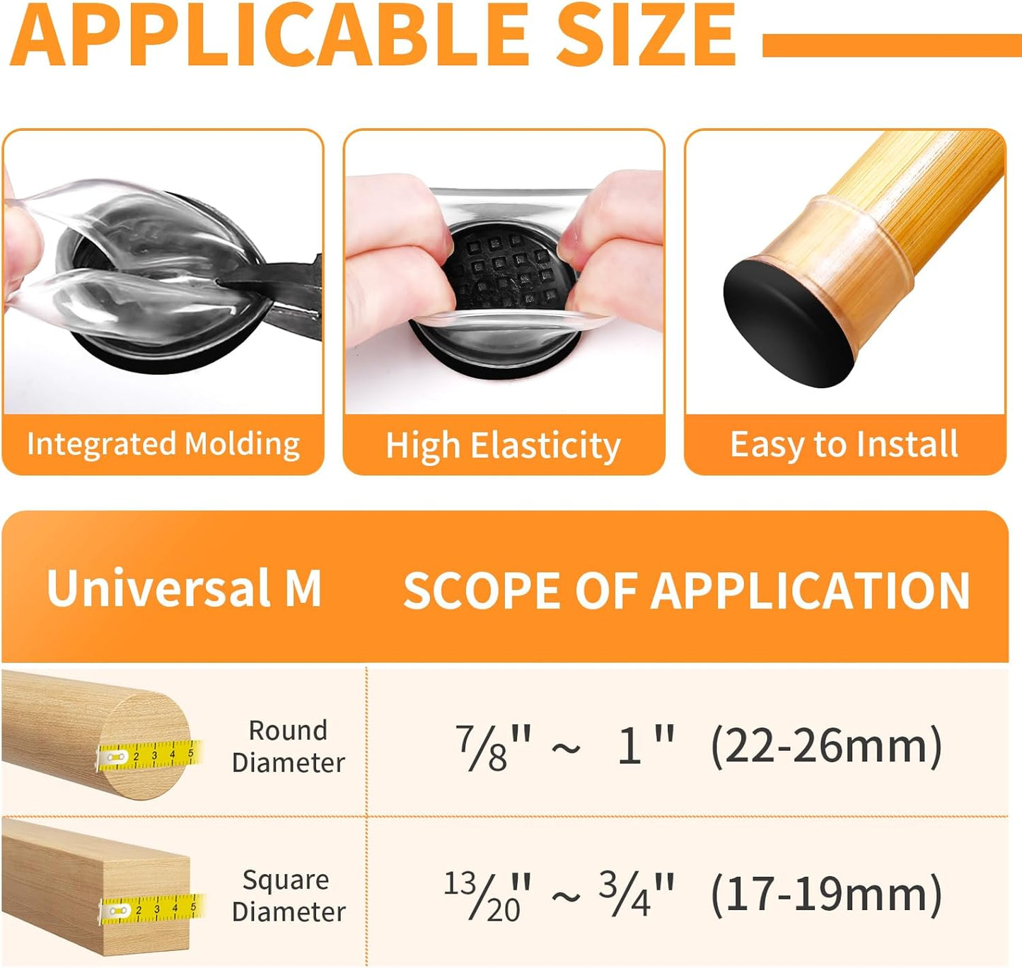 Ezprotekt 24 Pcs Clear Chair Leg Sliders for Carpet, Round Teflon Furniture Glides for Rug, Carpet Sliders Protectors Caps to Slide Smooth for Dining Table Chair, Bar Stool Legs (M Fit: 7/8" to 1")